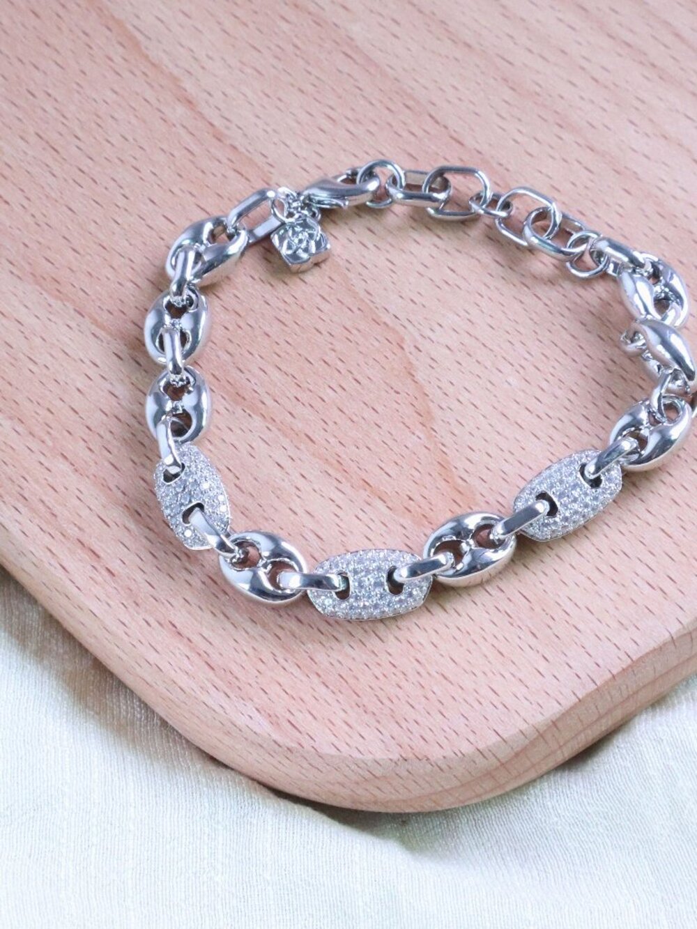 NEW Kendra Scott Bailey Pave Chain Bracelet Silver White CZ